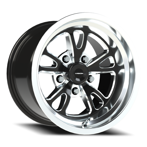 Vision American Muscle Patriot — Gloss Black Milled Spoke Polished Lip 