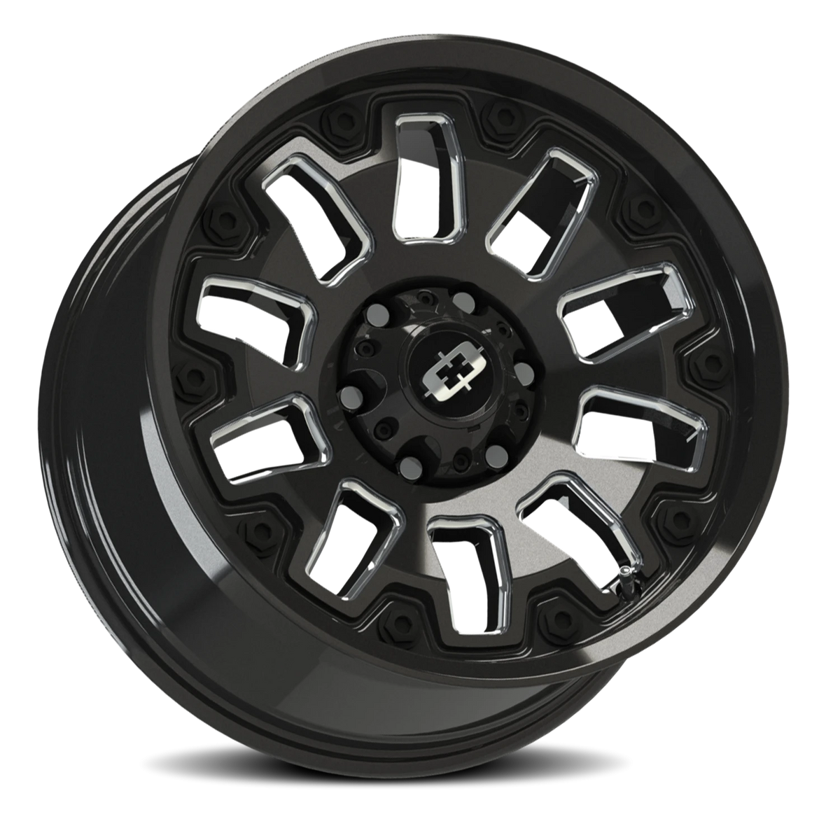 Vision Off-Road Armor — Gloss Black Milled Spoke with Black Bolt Inserts