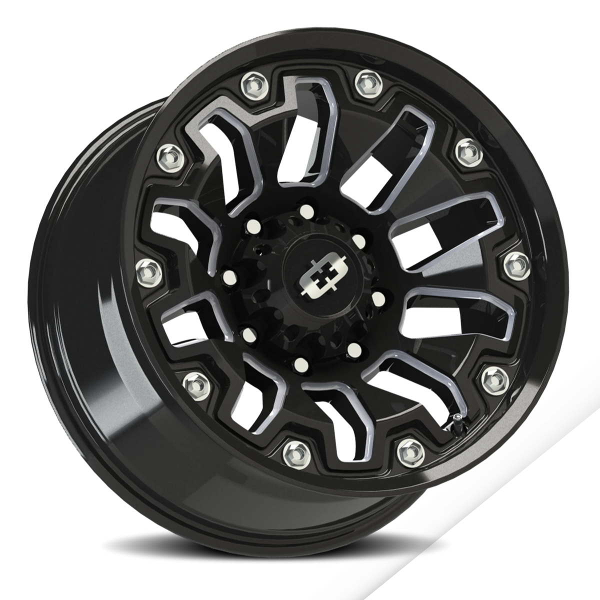 Vision Off-Road Armor — Gloss Black Milled Spoke with Black Bolt Inserts