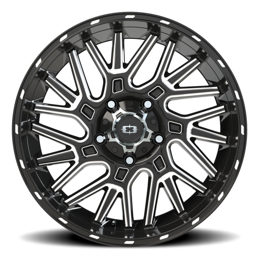 Vision Off-Road Brawl — Gloss Black Milled Spoke - front