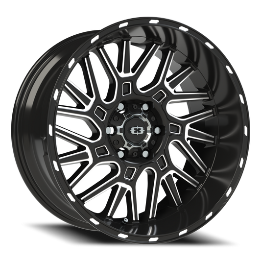 Vision Off-Road Brawl — Gloss Black Milled Spoke - angle 1