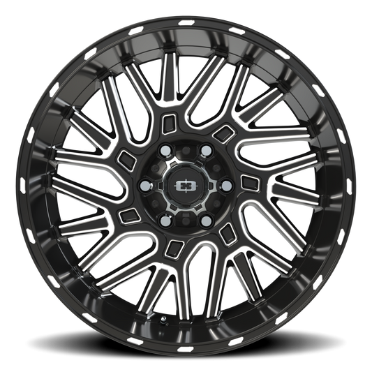 Vision Off-Road Brawl — Gloss Black Milled Spoke - front