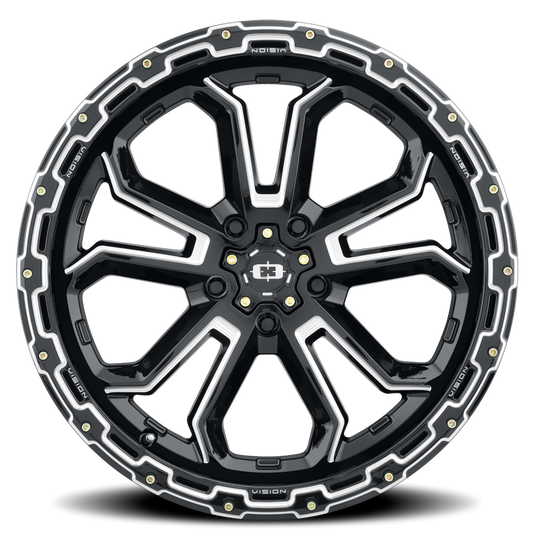 Vision Off-Road Korupt — Gloss Black Milled Spoke - front