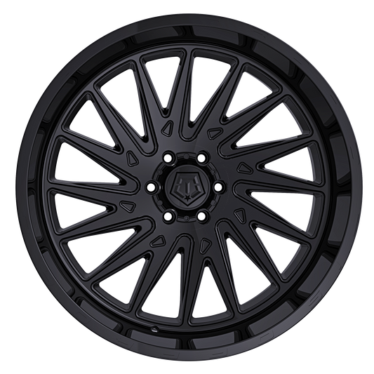 TIS 547B Gloss Black 6-lug wheel, face view