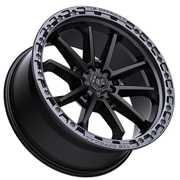 TIS 556BA Black / Anthracite Ring 5-lug wheel, top angle view