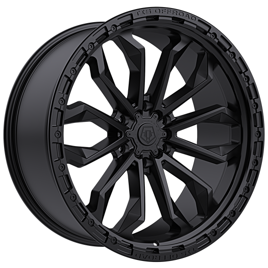 TIS 556SB Satin Black 6-lug wheel, angle view