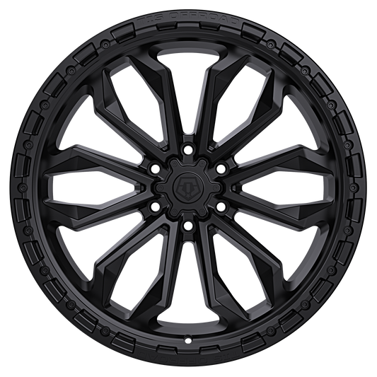 TIS 556SB Satin Black 6-lug wheel, face view