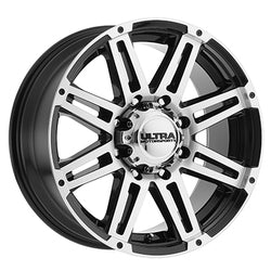 Ultra 226U Machine Gloss Black with Diamond Cut Face and Clear-coat 8x180 wheel, face view