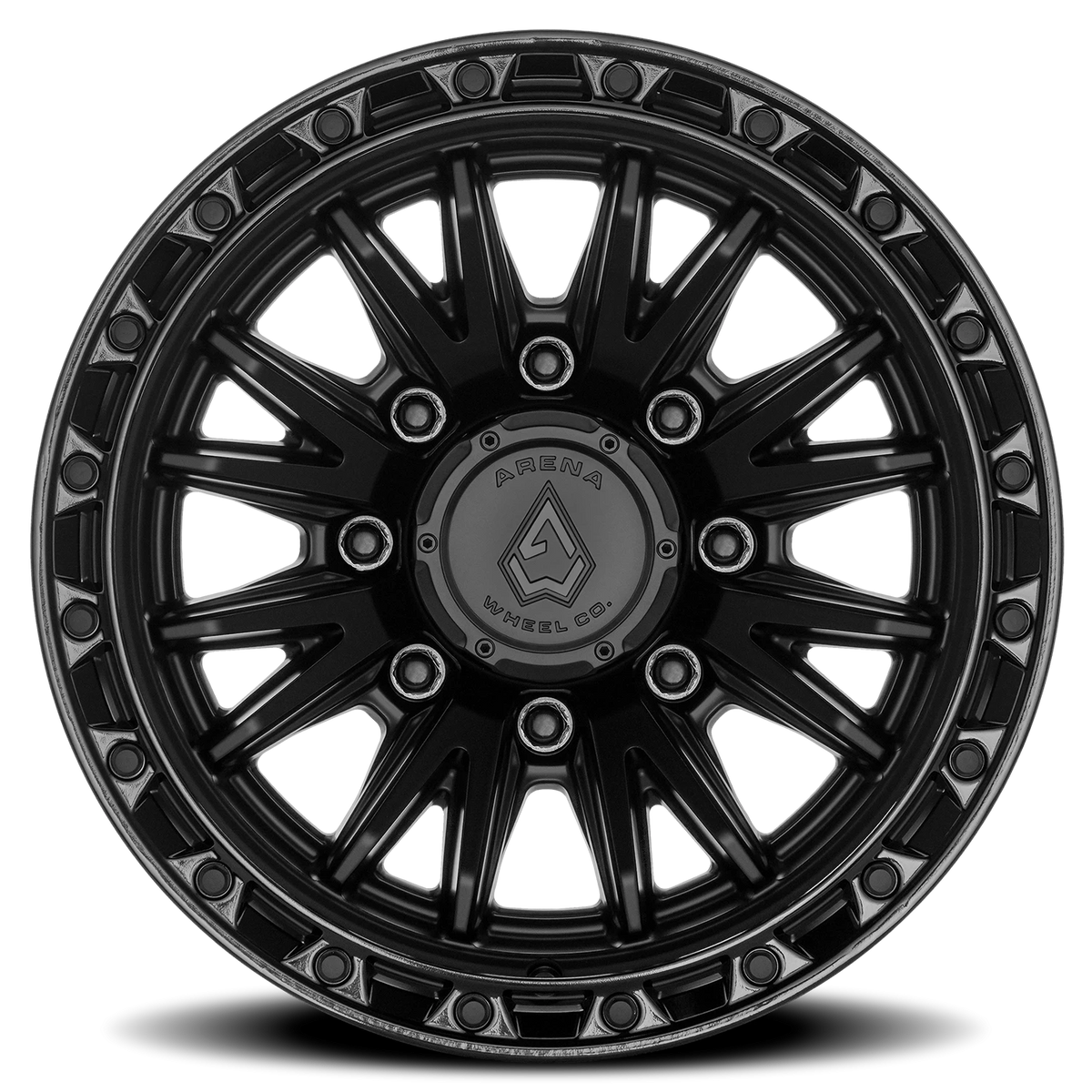 Arena Wheels Atlas — Satin Black Center Glossy Black Lip