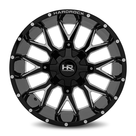 Hardrock H700 Affliction Gloss Black Milled wheel, face view