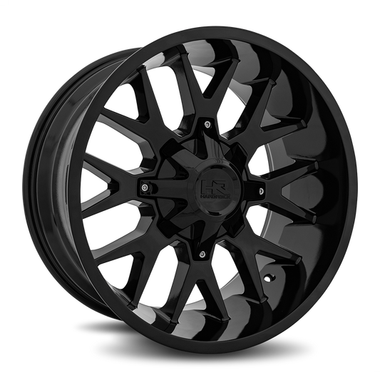 Hardrock H700 Affliction Gloss Black wheel, three-quarter view