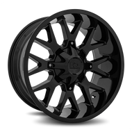 Hardrock H700 Affliction Gloss Black wheel, three-quarter view