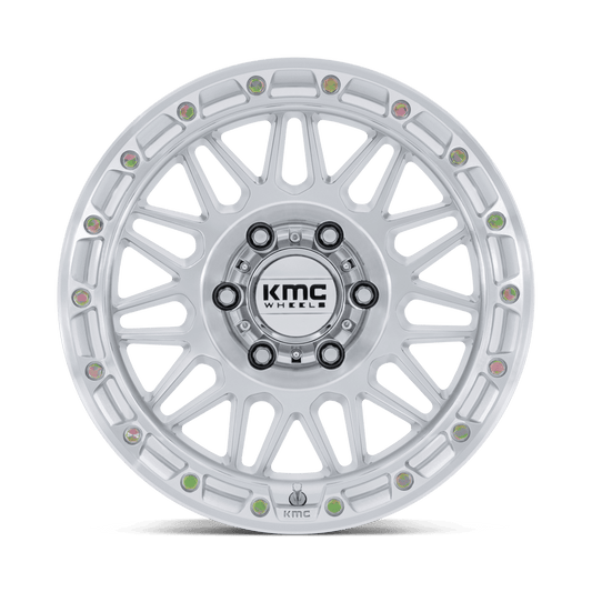 KMC KM555 ATTACK — Gloss Silver W/ Machined Face - front
