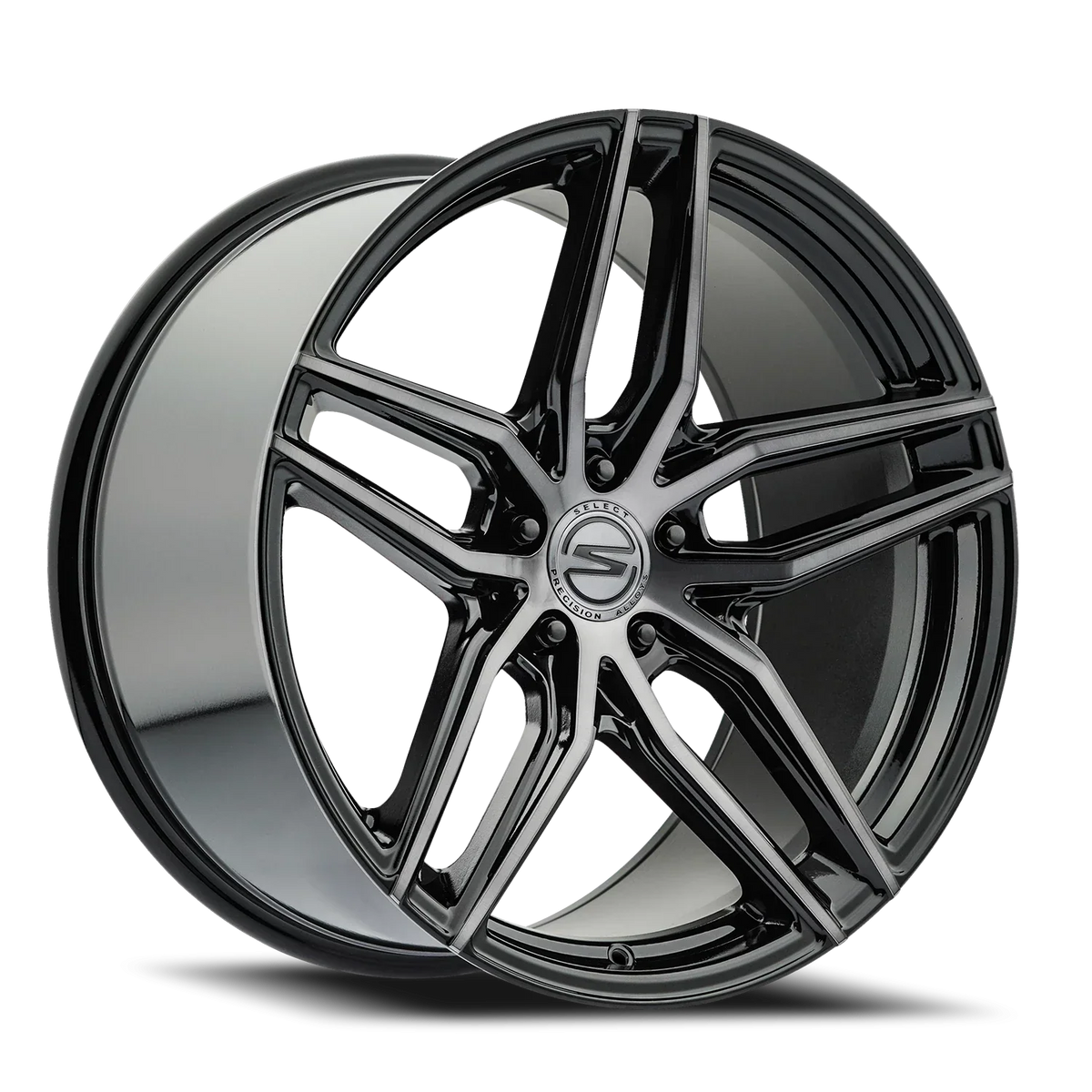 Select Wheels Shadow — Glossy Black Brushed Ddt Face Clear