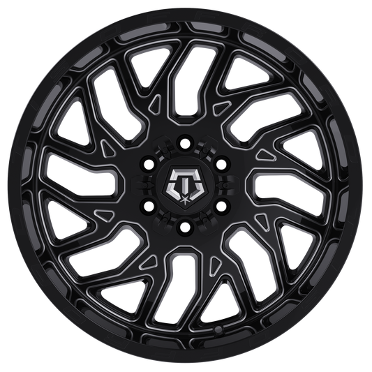 TIS 544BM Gloss Black Milled wheel, face view