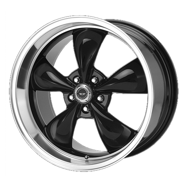American Racing AR105 TORQ THRUST M — Gloss Black W/ Machined Lip 