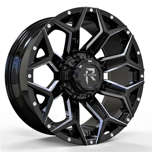 Revenge RV-202 Gloss Black Milled wheel